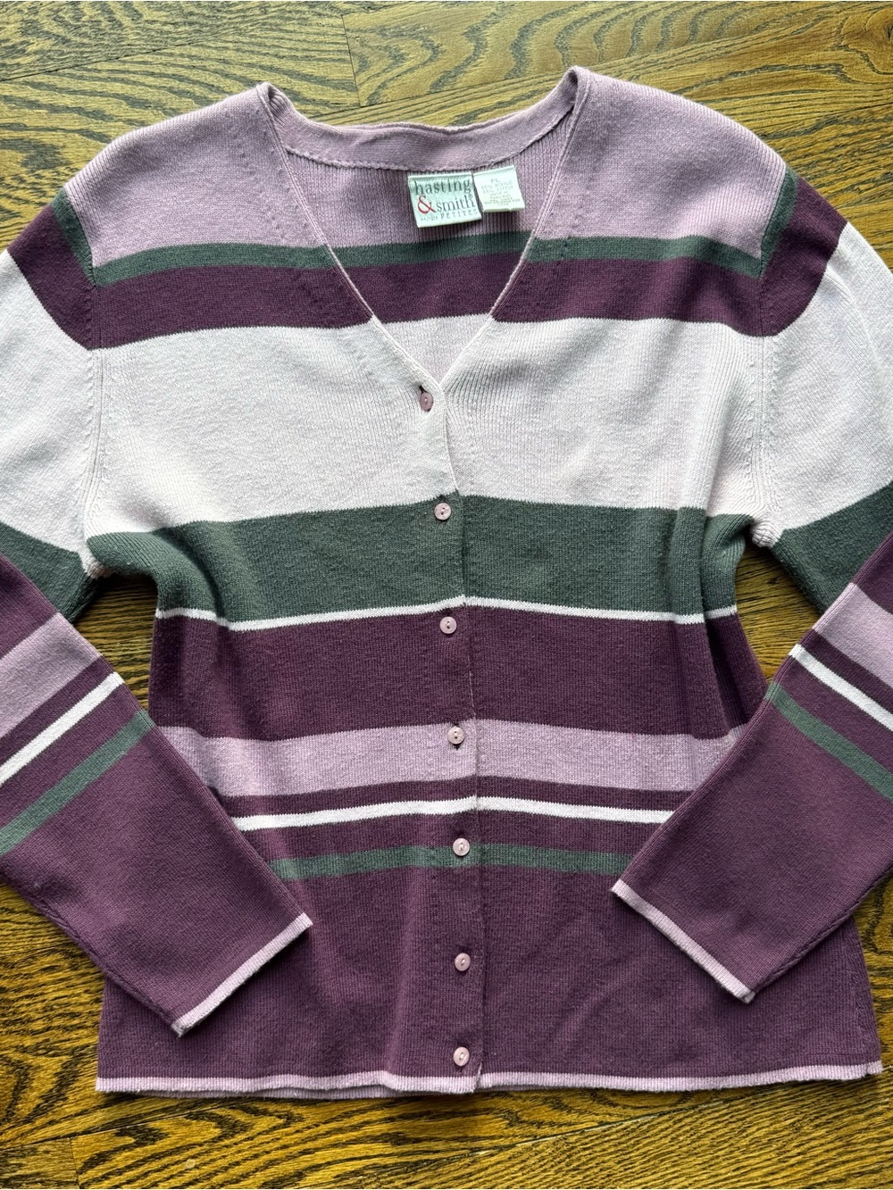 Vintage 90s Striped Knit Button Up Long Sleeve Shirt Large